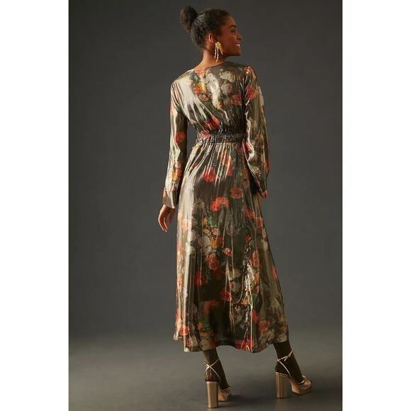 New Anthropologie Caballero Deep V-Neck Maxi Dress $248 X-SMALL Floral - Picture 4 of 10